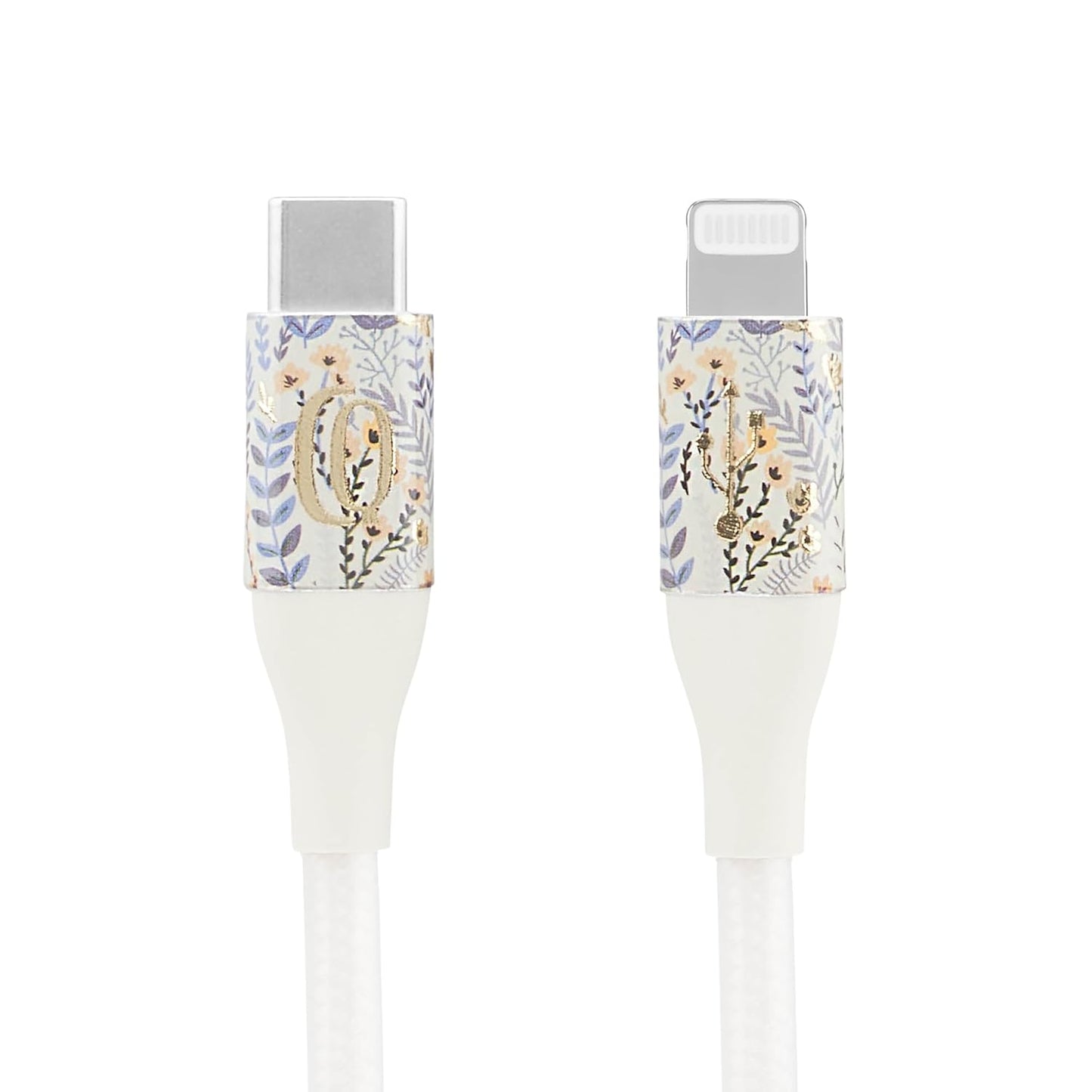 Fast Charge with Style: Carson & Quinn 6ft USB-C Cable in Floral Blue
