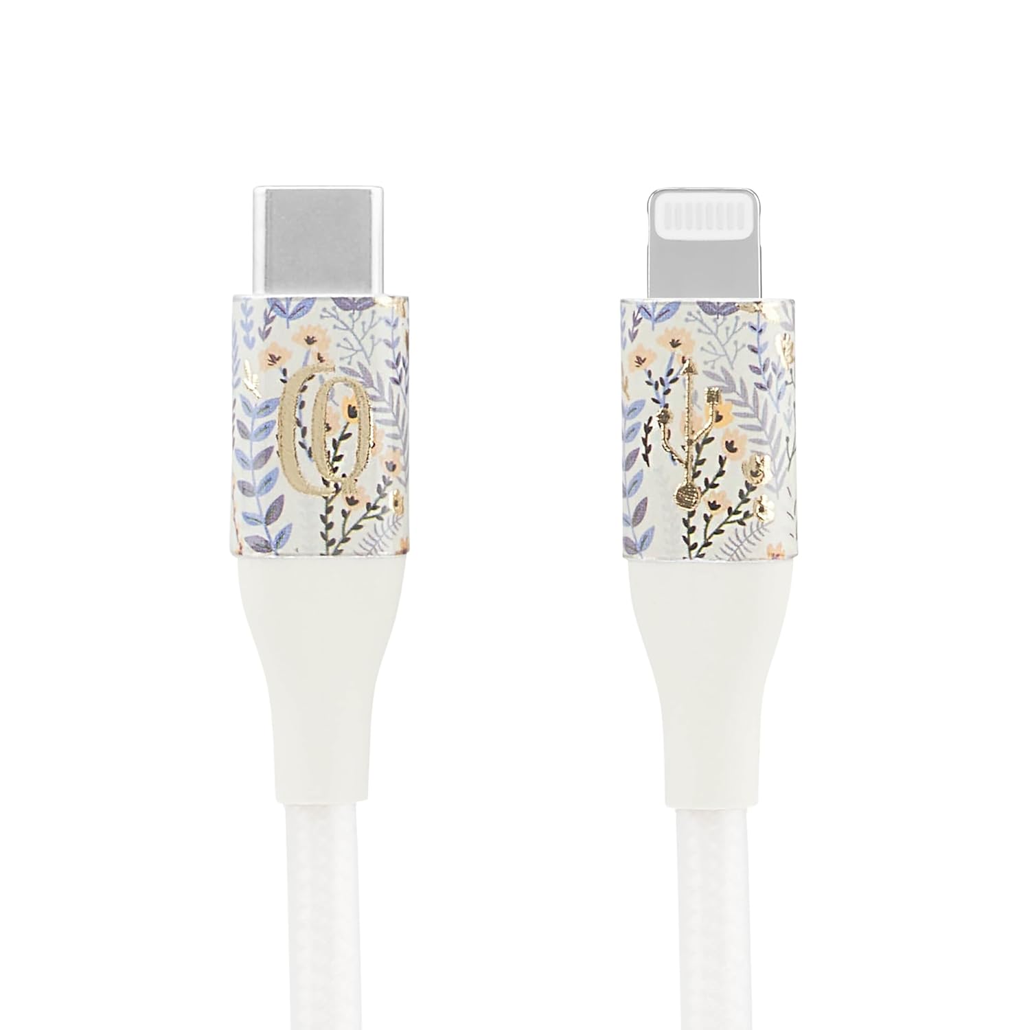 Fast Charge with Style: Carson & Quinn 6ft USB-C Cable in Floral Blue