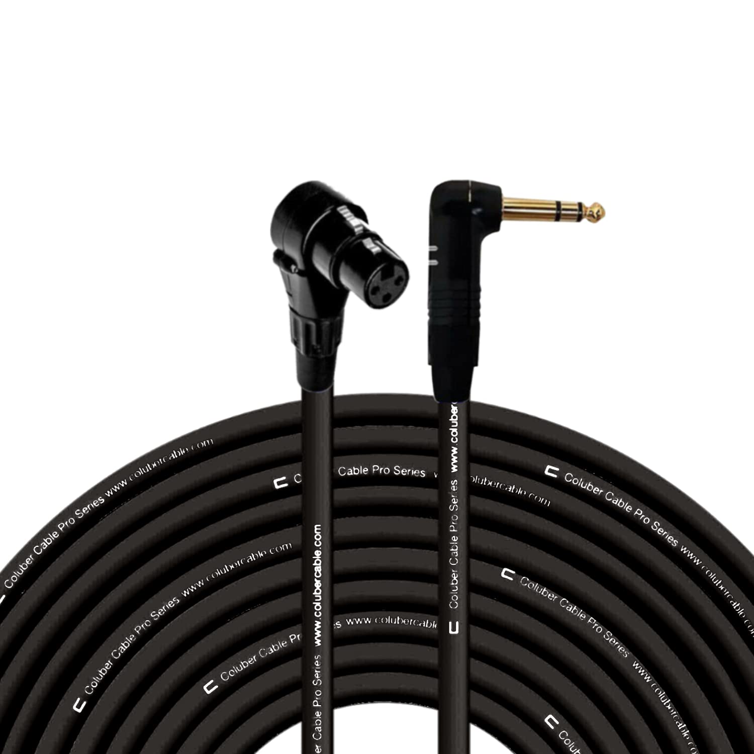 High-Quality Right Angle XLR Female to 1/4in TRS Cable - 100 Feet
