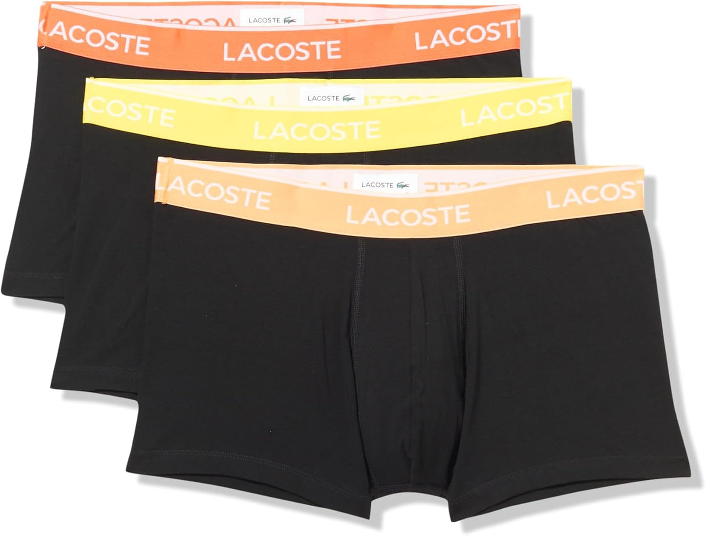Lacoste Men's Cotton Stretch Tricolor Waistband Trunks, 3-Pack