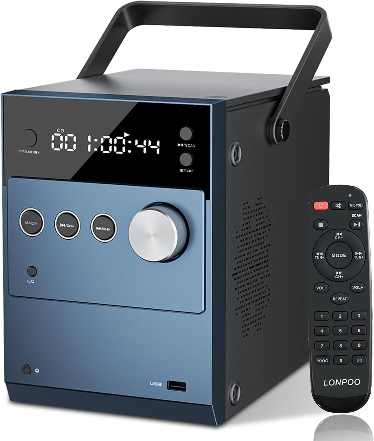 LONPOO Portable Boombox CD Player with Bluetooth and FM Radio
