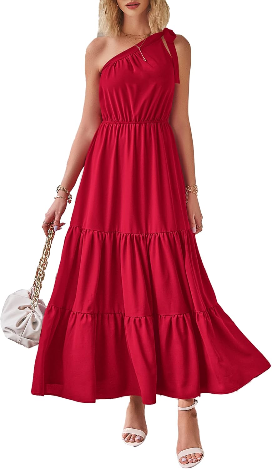 Ditsy Floral One Shoulder Maxi Dress for Summer Weddings