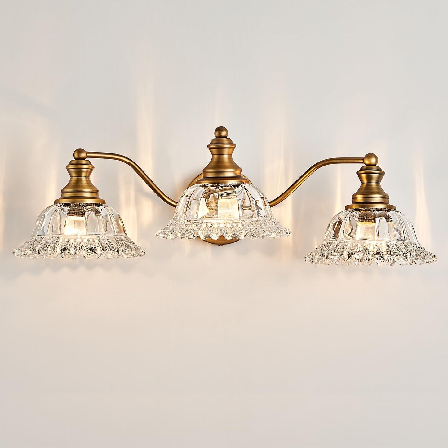 Vintage Bathroom Vanity Light Fixture with Antique Brass Finish