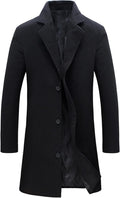 Men's Wool Blend Pea Coat Mid-Length - Slim Fit Winter Overcoat