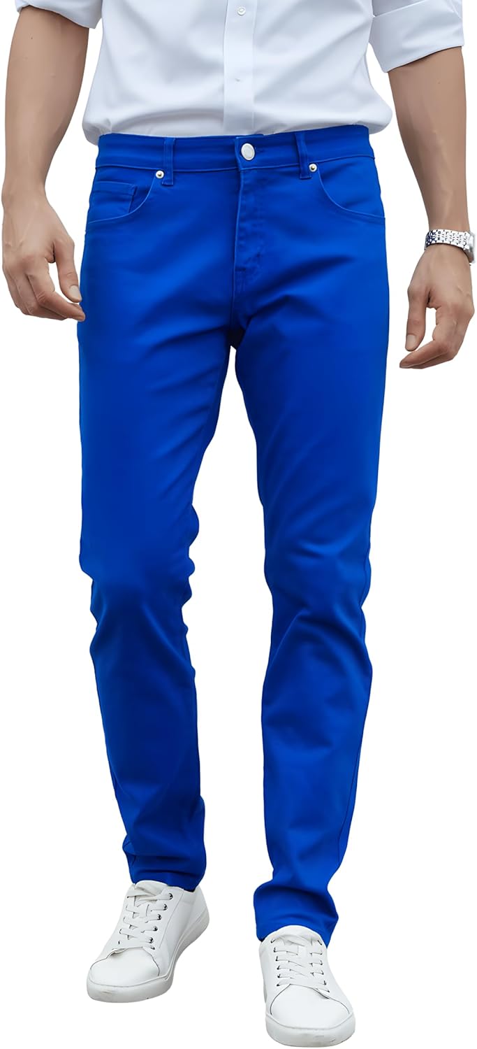 TEGIAs Men's Slim-Fit Stretch Plaid Jean for Classic Comfort