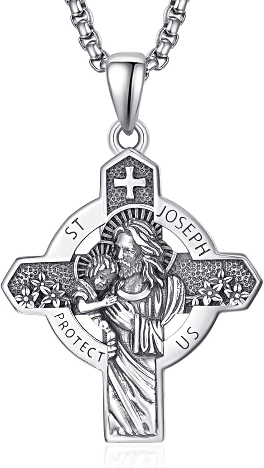 925 Sterling Silver Patron Saint Necklace for Men - Amulet Jewelry