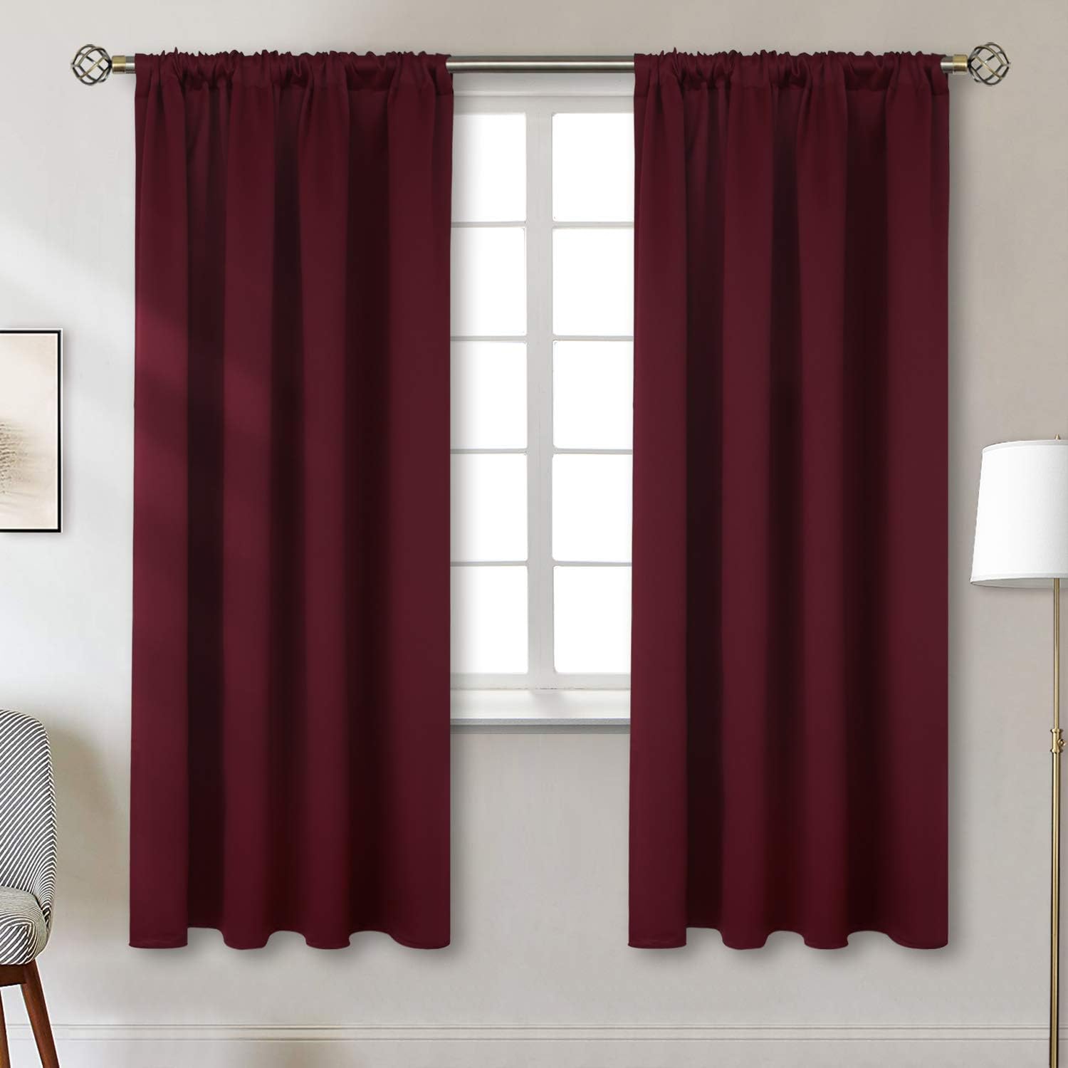 Burgundy Blackout Curtains 72 Inch Length for Living Room