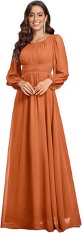 Elegant Long Sleeve A-Line Chiffon Formal Dress for All Occasions