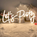 Let's Party Neon Sign LED Light 23in x 10in - Warm White Party Decor