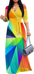 PinkPatty Women's Plus Size Maxi Dress with Belt - Flowy Bohemian