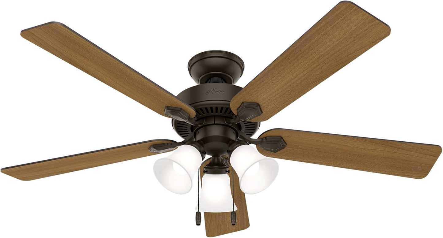 52-inch Swanson New Bronze LED Ceiling Fan with Pull Chain Control