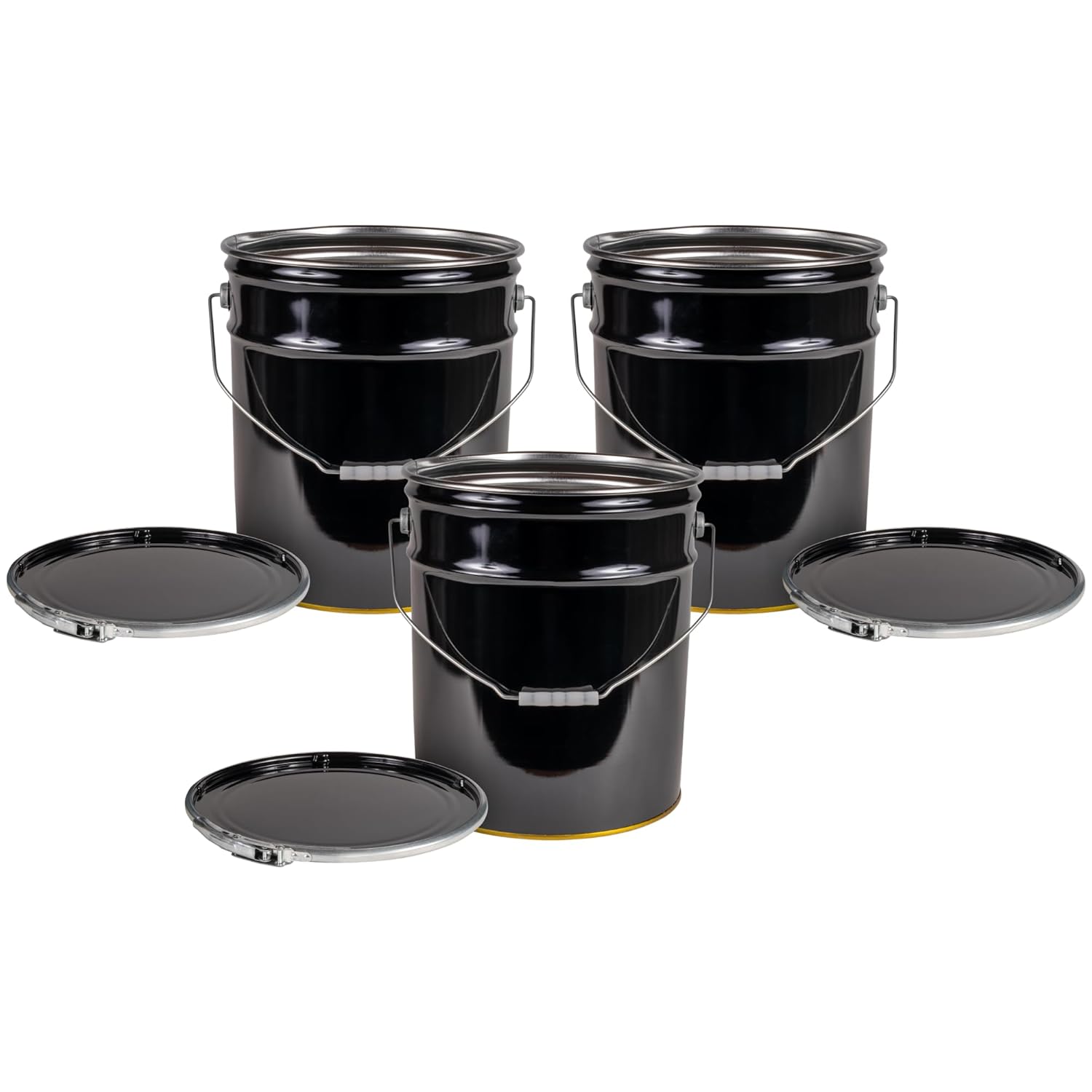 5 Gallon Black Metal Bucket with Heavy Duty Lever Lock Lid
