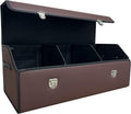 Trunk Organizer for Car With Lid - Foldable Leather Storage Box Brown