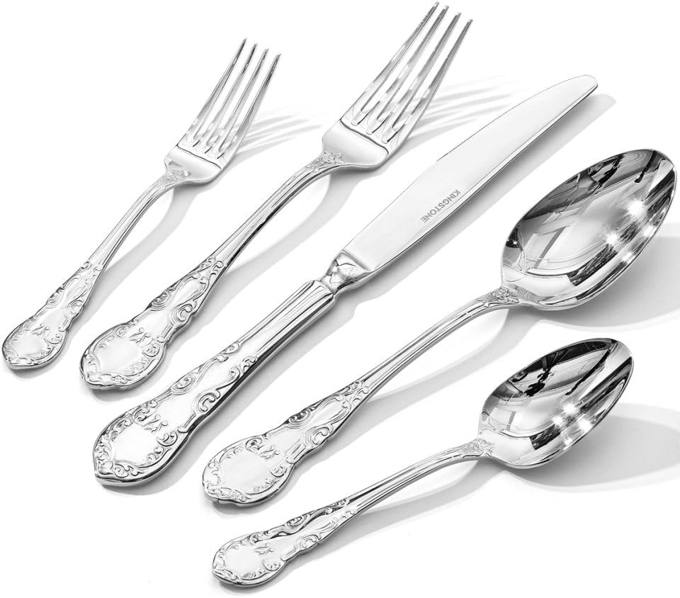 KINGSTONE Vintage Silverware Set for Elegant Dining Occasions