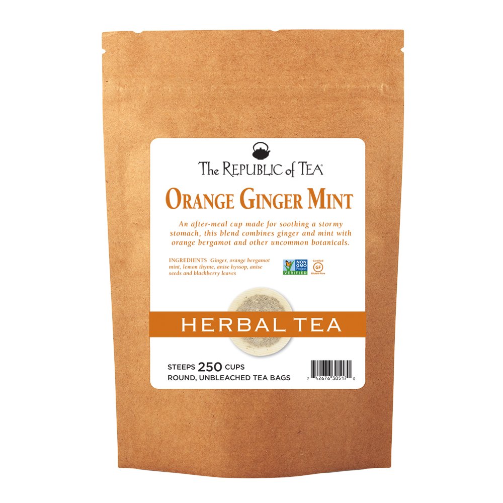 Caffeine-Free Gourmet Herbal Tea with Orange Ginger Mint Flavor