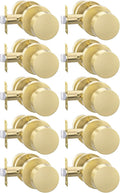 Gold Door Knobs Interior Privacy - Brushed Brass 10 Pack
