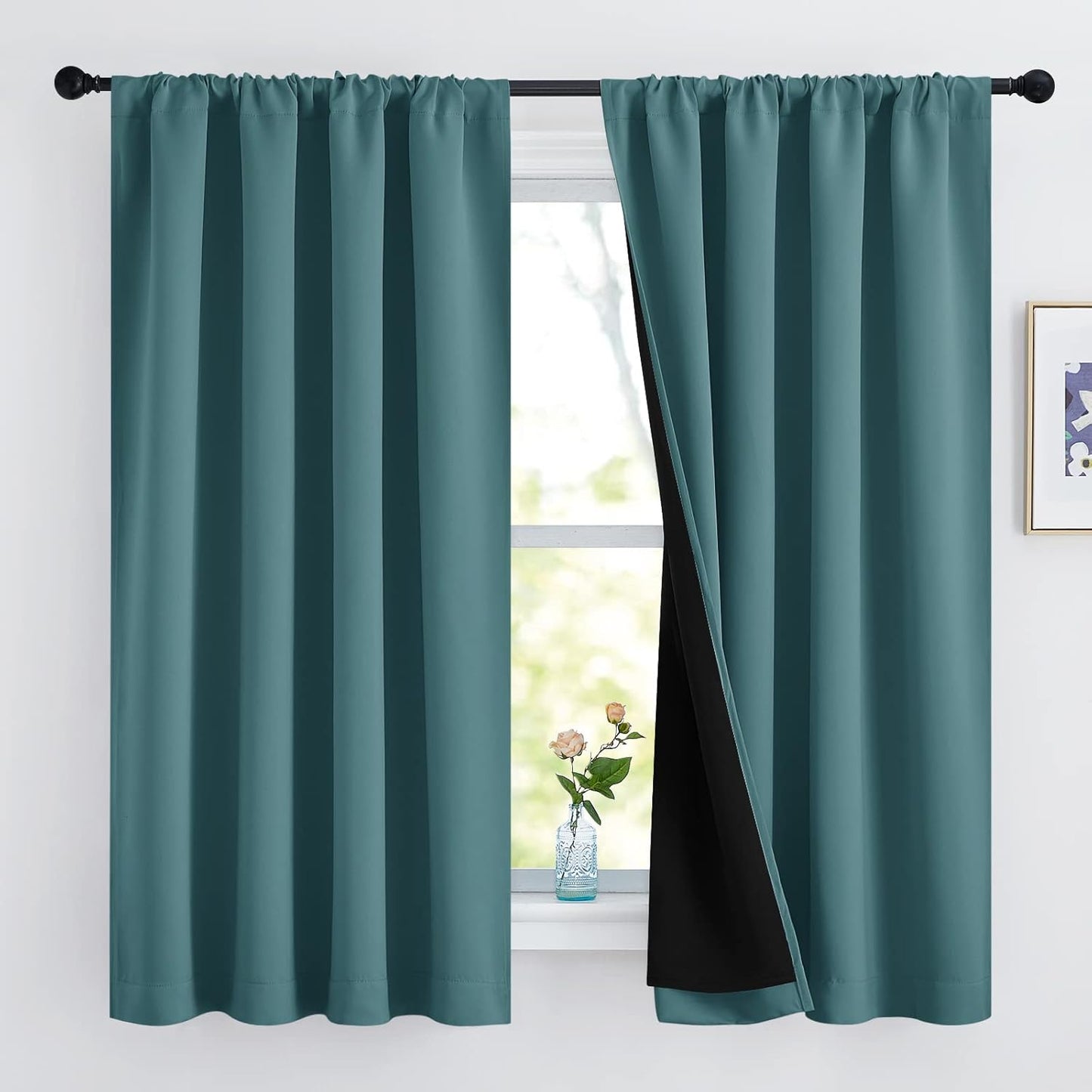 NICETOWN Blackout Curtain Panels for Nursery Room, Sea Teal
