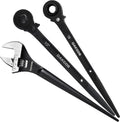 3pcs Spud Wrench Set 12in Spud, Dual Head Ratchet & Scaffold Wrench