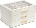 Elegant Vlando Jewelry Organizer with Glass Top and Three Compartments