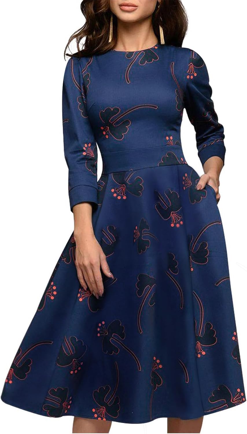 Simple Flavor Women's Floral Vintage Midi Dress for Every Occasion