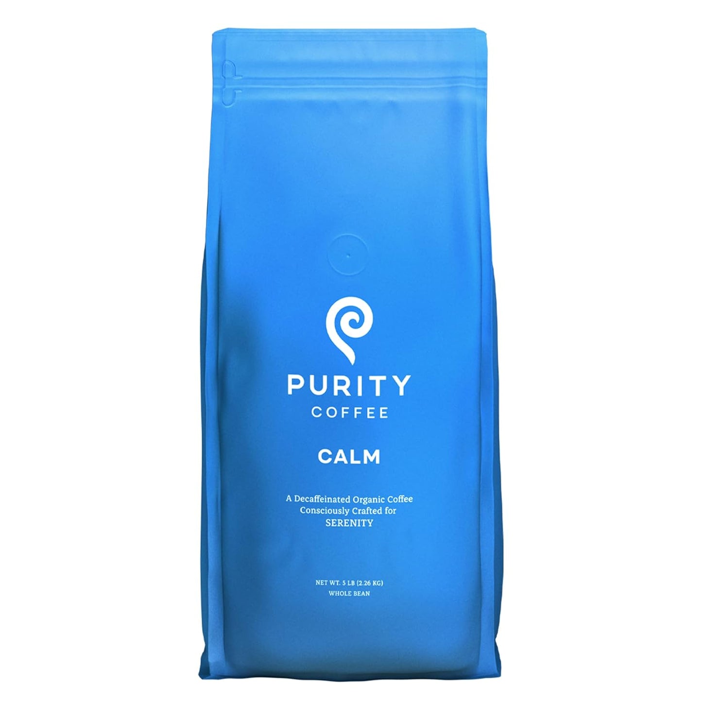 Purity Coffee CALM Decaf Medium Roast Whole Beans for Wellness