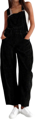 Corduroy Overalls for Women Barrel Wide Leg Bib Pants - Cozy Fall back