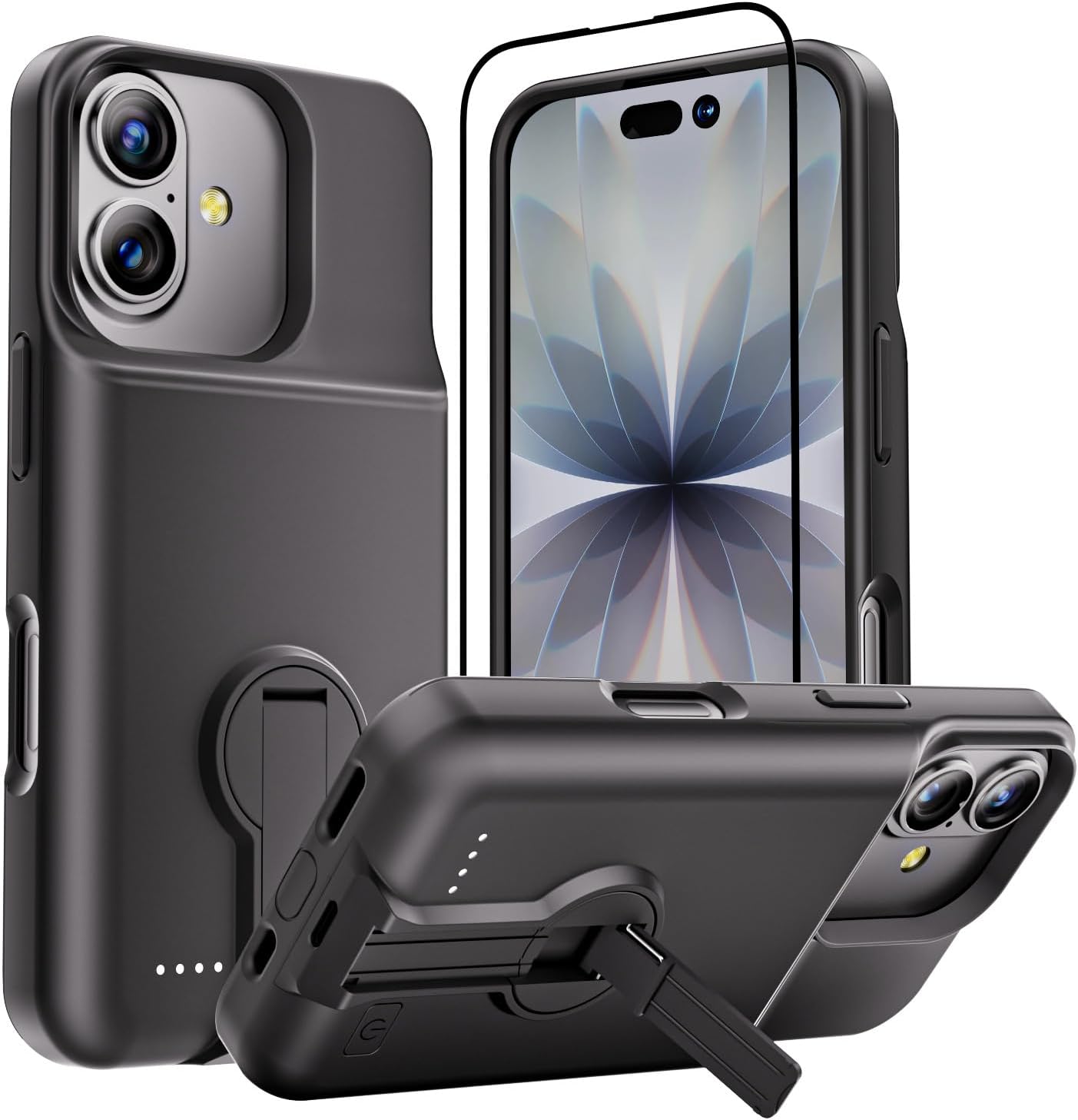 GIN FOXI iPhone 17 Battery Case with Stand - 8500mAh Power