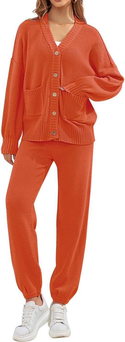 Trendy Women's 2 Piece Outfit Lounge Set with Cardigan & Pants