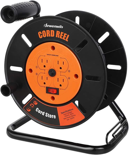 DEWENWILS Extension Cord Storage Reel with 4 Outlets for Power