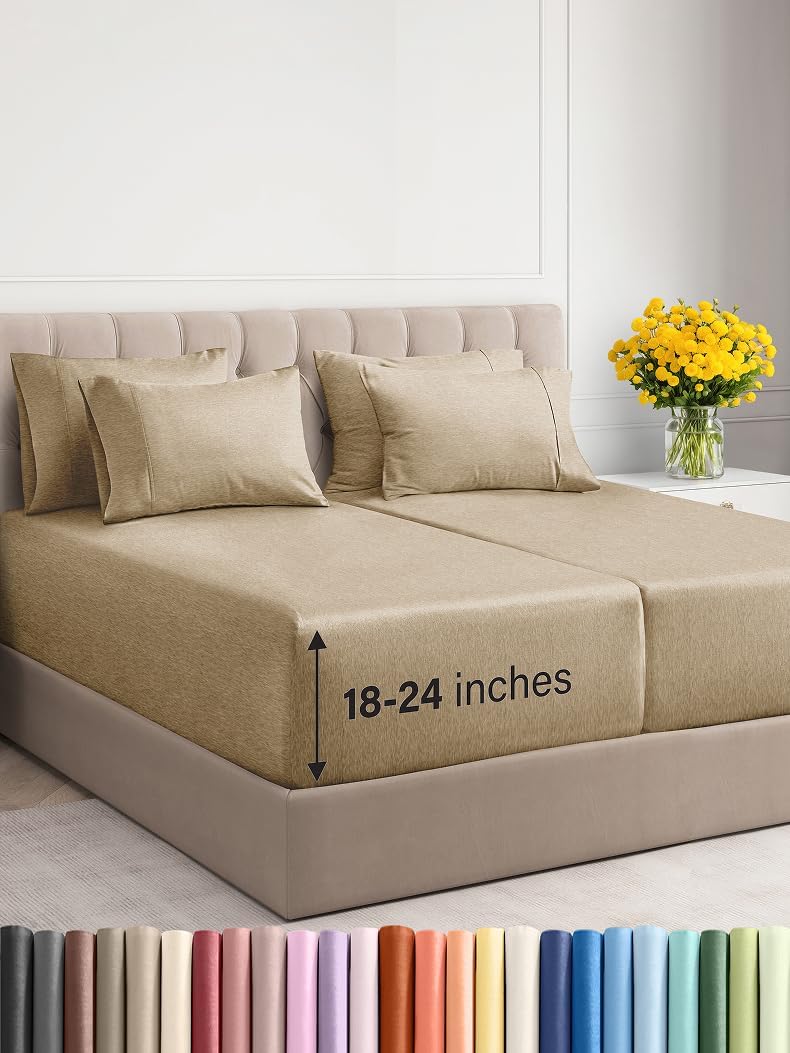 Extra Deep Split King Sheet Set - 7 Piece Breathable Sheets