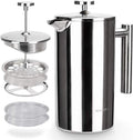 Secura 304 Grade Stainless Steel French Press 34oz - 2 Extra Screens