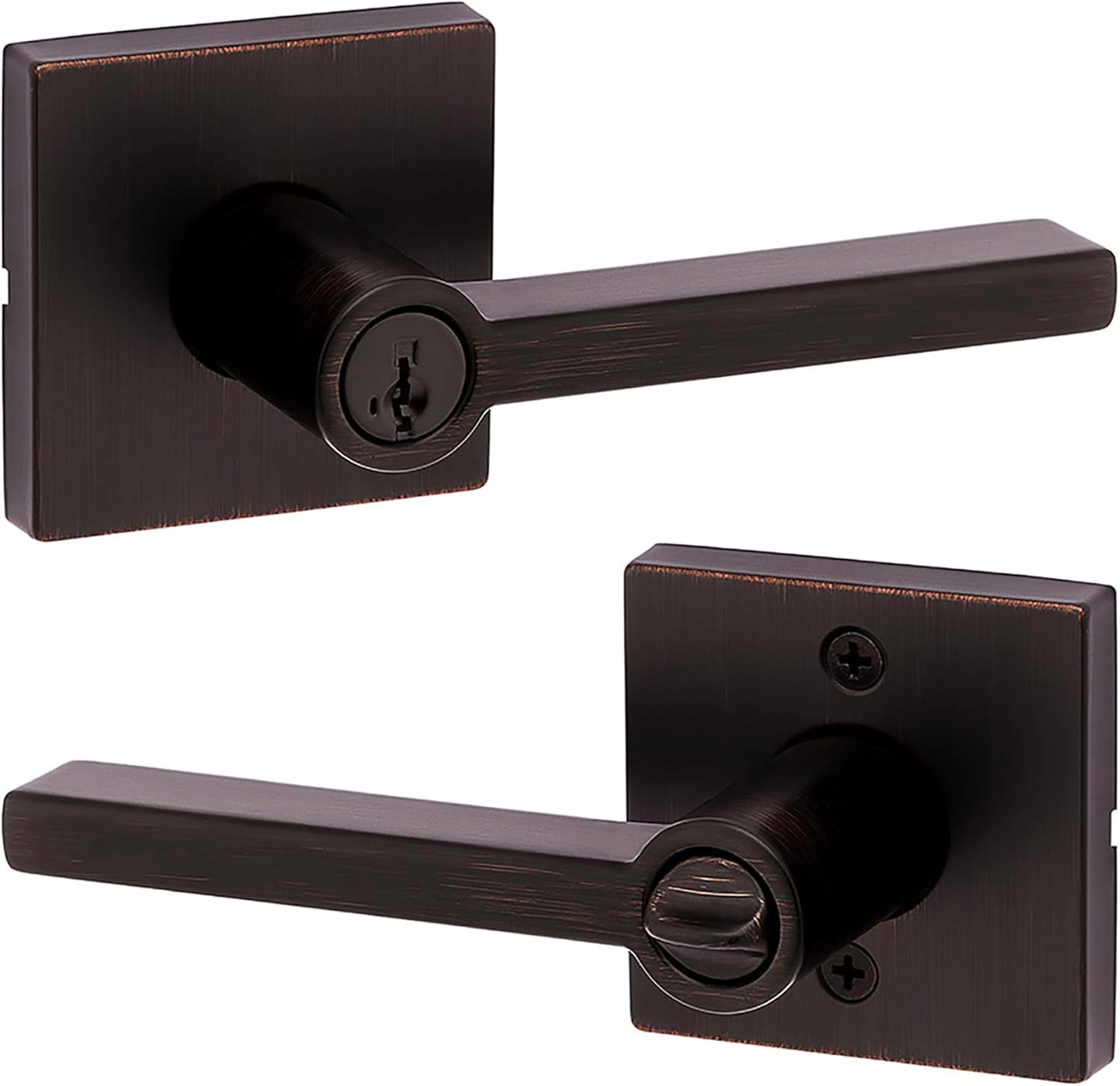 Kwikset Halifax Entry Door Handle with Lock and Key for Security