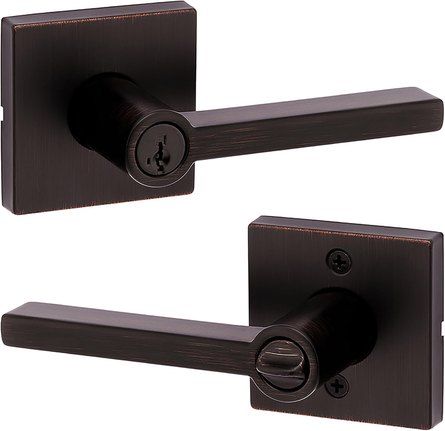 Kwikset Halifax Entry Door Handle with Lock and Key for Security