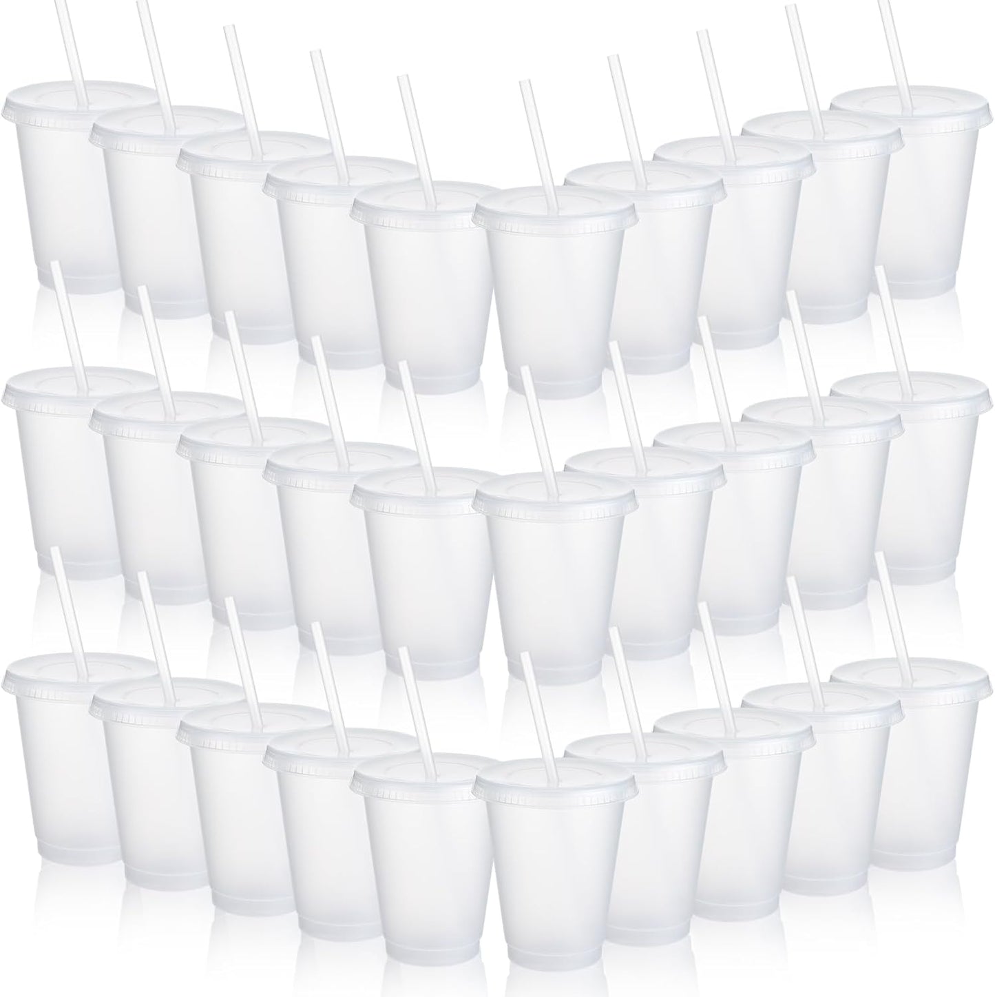 Sieral Kids Tumbler with Straws and Lids - 30 Pack Clear Cups