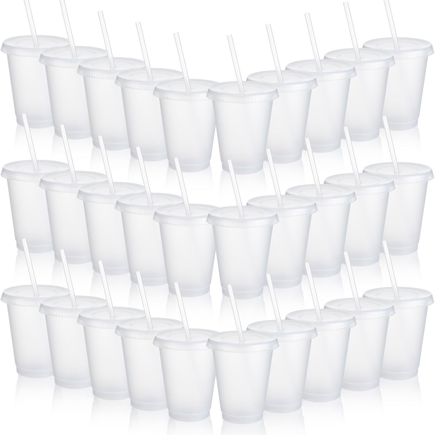 Sieral Kids Tumbler with Straws and Lids - 30 Pack Clear Cups