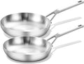 Tri-Ply Stainless Steel Frying Pan Set 10 in and 12 in - Fast Even