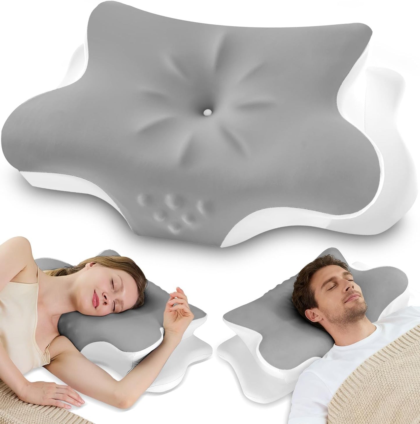 Cervical Neck Pillow for Pain Relief and Comfort - Grey