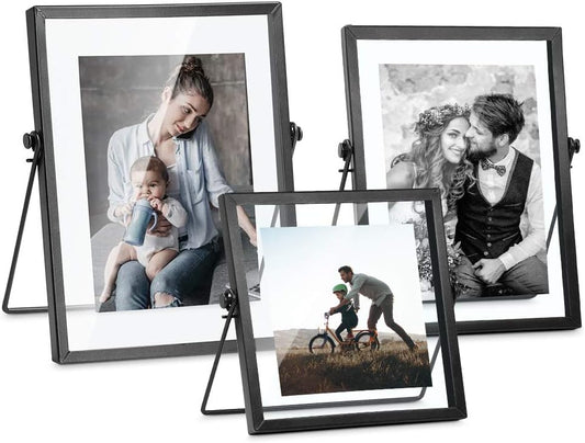 ZONYEO Set of 3 Glass Picture Frames for Stunning Displays