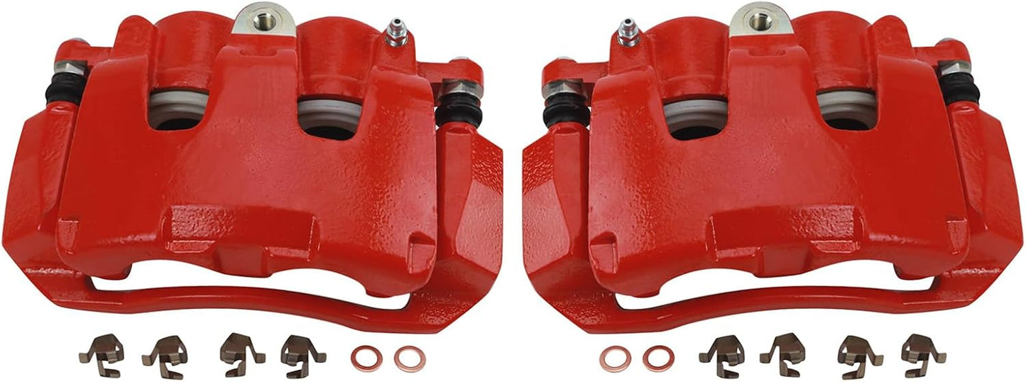 TRQ Front Performance Brake Caliper Set Red for Dodge Ram 1500