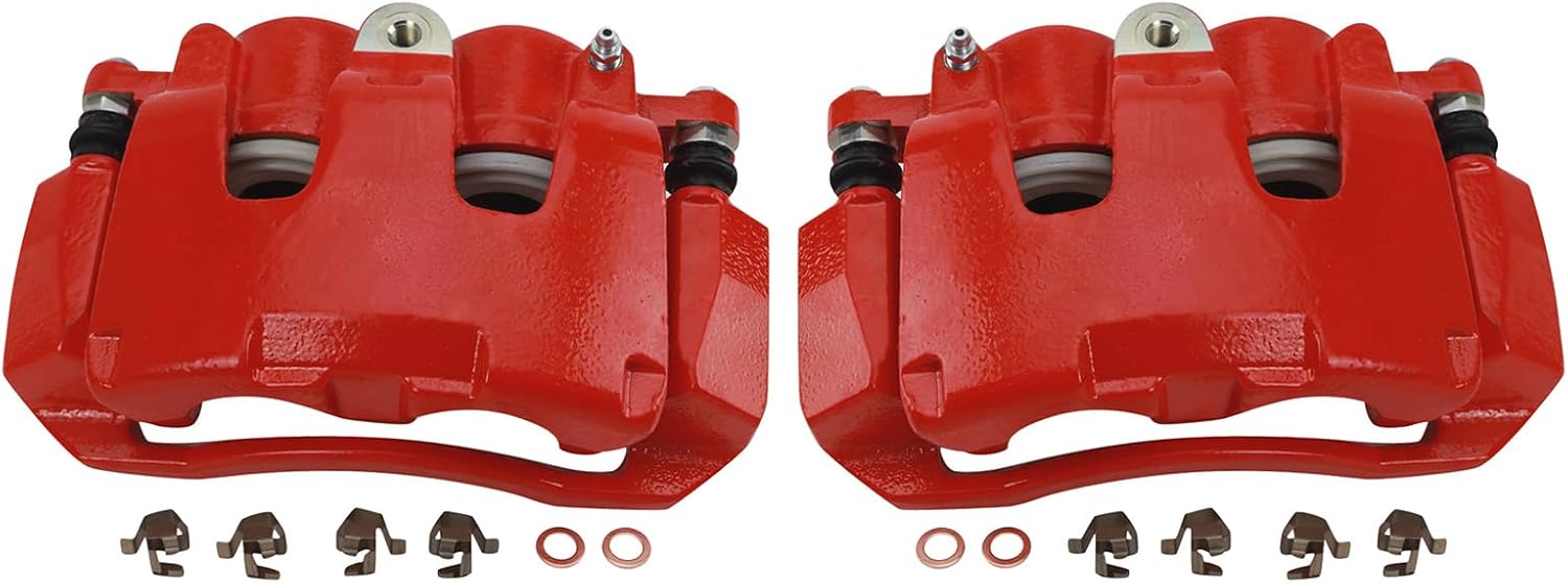 TRQ Front Performance Brake Caliper Set Red for Dodge Ram 1500