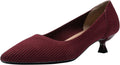 Women's Knit Pointed Toe Kitten Heels Pumps - Comfortable Low Heel