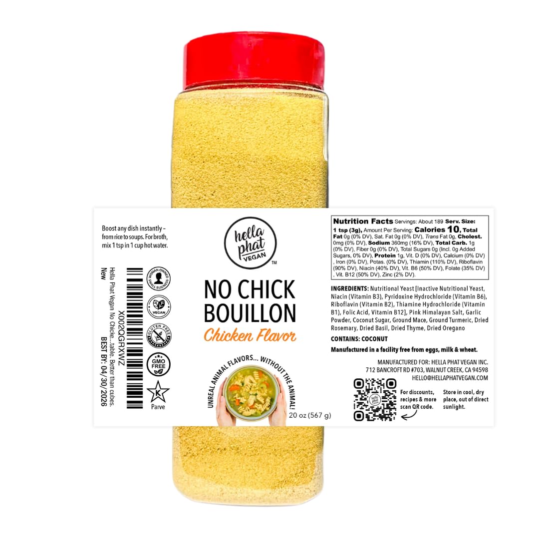 Hella Phat Vegan No Chick Bouillon - Flavor-Packed Broth Powder