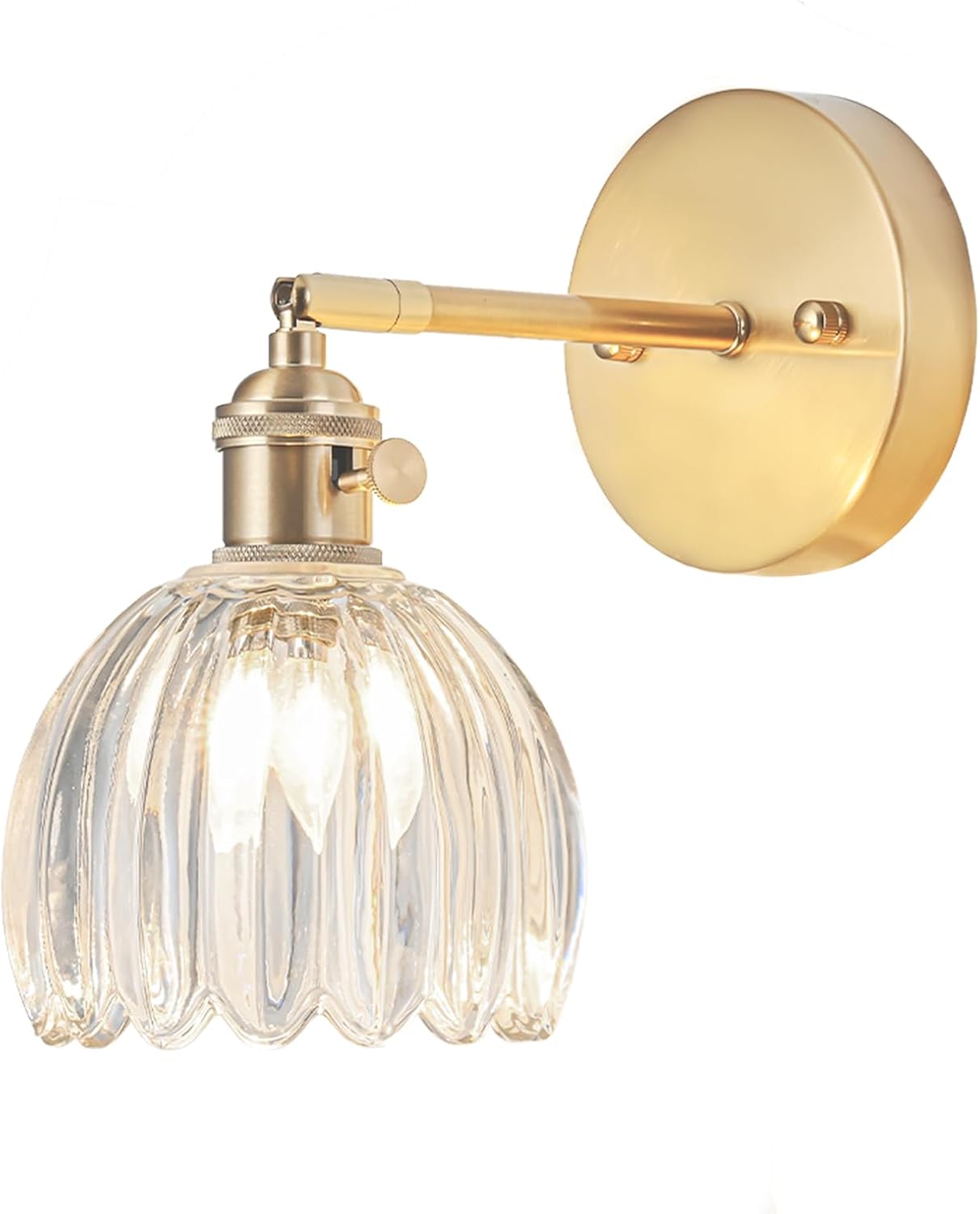 Vintage Hardwired Wall Sconce Light with Tulip Glass Shade