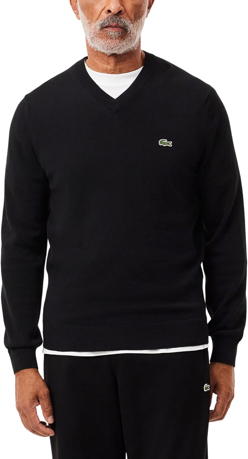 Lacoste Men's Long Sleeve Organic Cotton V-neck Sweater Review