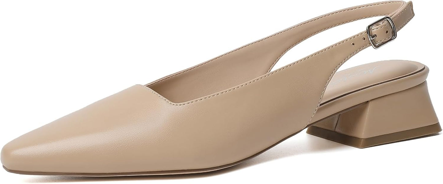 Mostrin Womens Chunky Low Heels D'Orsay Slingback Pumps for Work