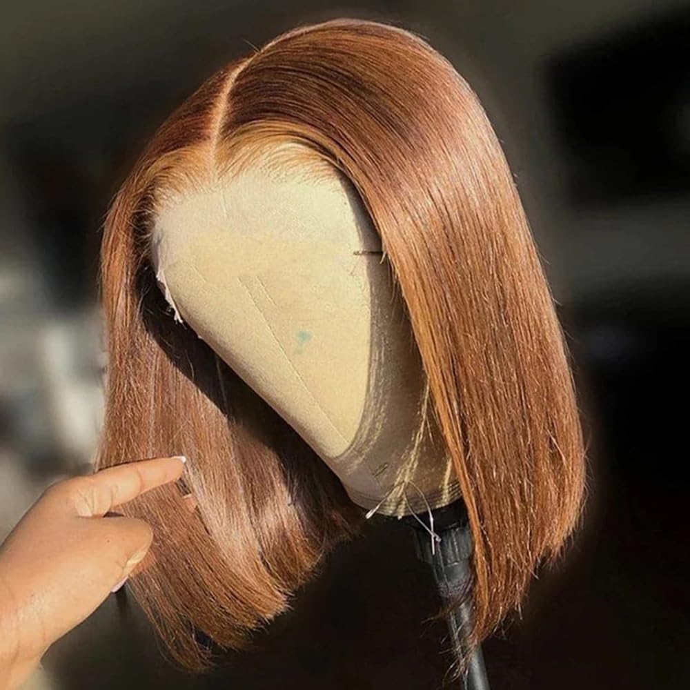 13X4 HD Transparent Pre Plucked Brown Bob Wig for Women