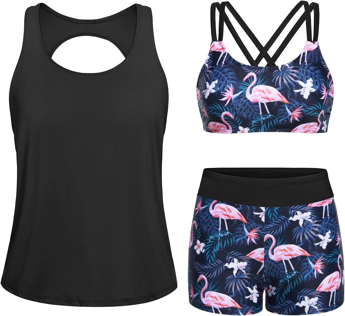 Yonique Tankini Swimsuits for Women 3 Piece Modest Swimwear