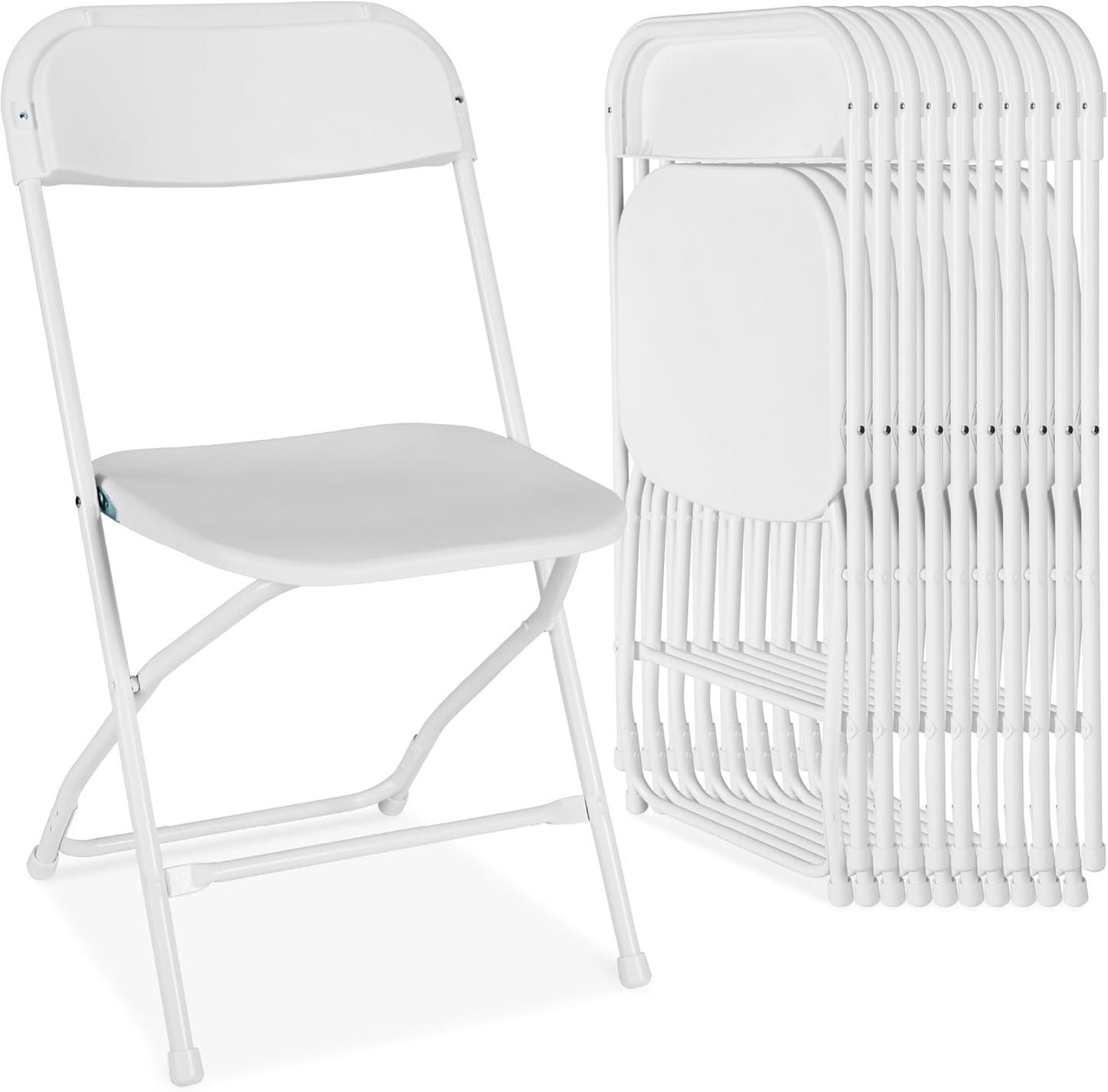 Set of 10 Plastic Folding Chairs for Indoor and Outdoor Use