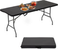 6FT Folding Table Portable Fold-in-Half Utility Table - Heavy Duty