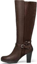 Knee High Boots for Women Chunky Heel with Zipper - Comfortable Fit
